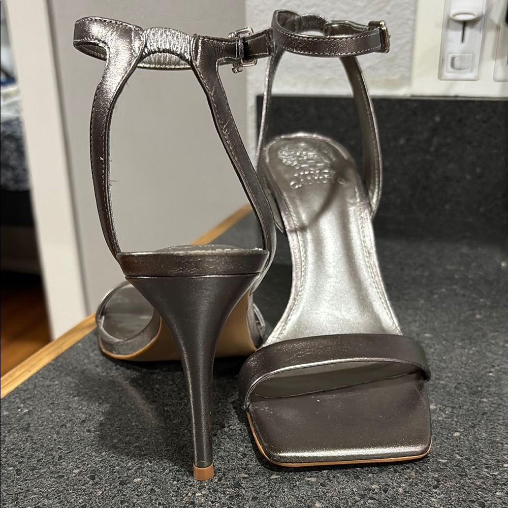 Vince Camuto Silver Stiletto Heels with square toe